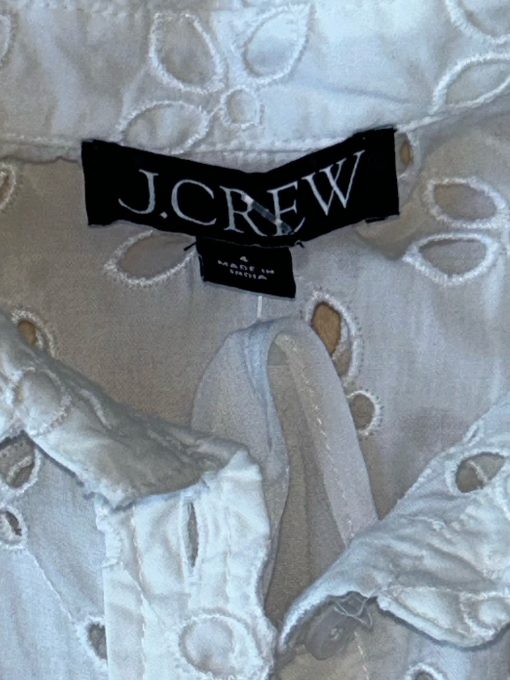 J. Crew Spring Garden Button Up Collar Top Eyelet White Puff Sleeves Size 4 NWOT - Picture 7 of 16